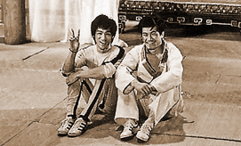 Bruce Lee and Ji Han Jae on the set of 'Game of Death'